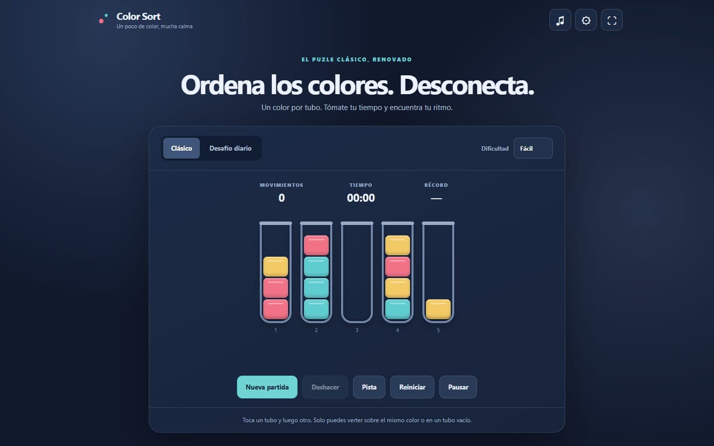 Tubos de colores del puzle Color Sort