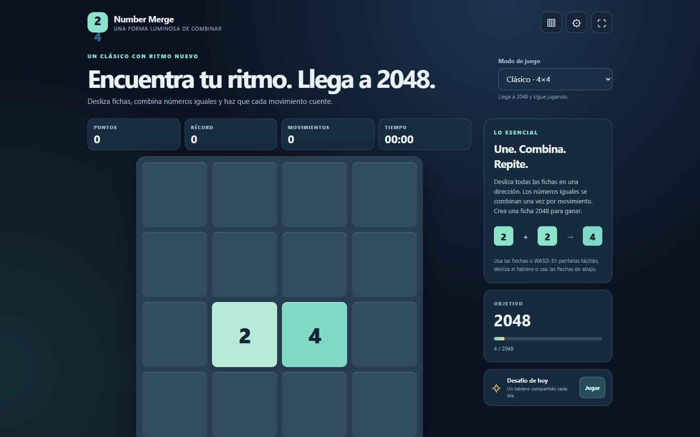 Tablero numérico de Number Merge