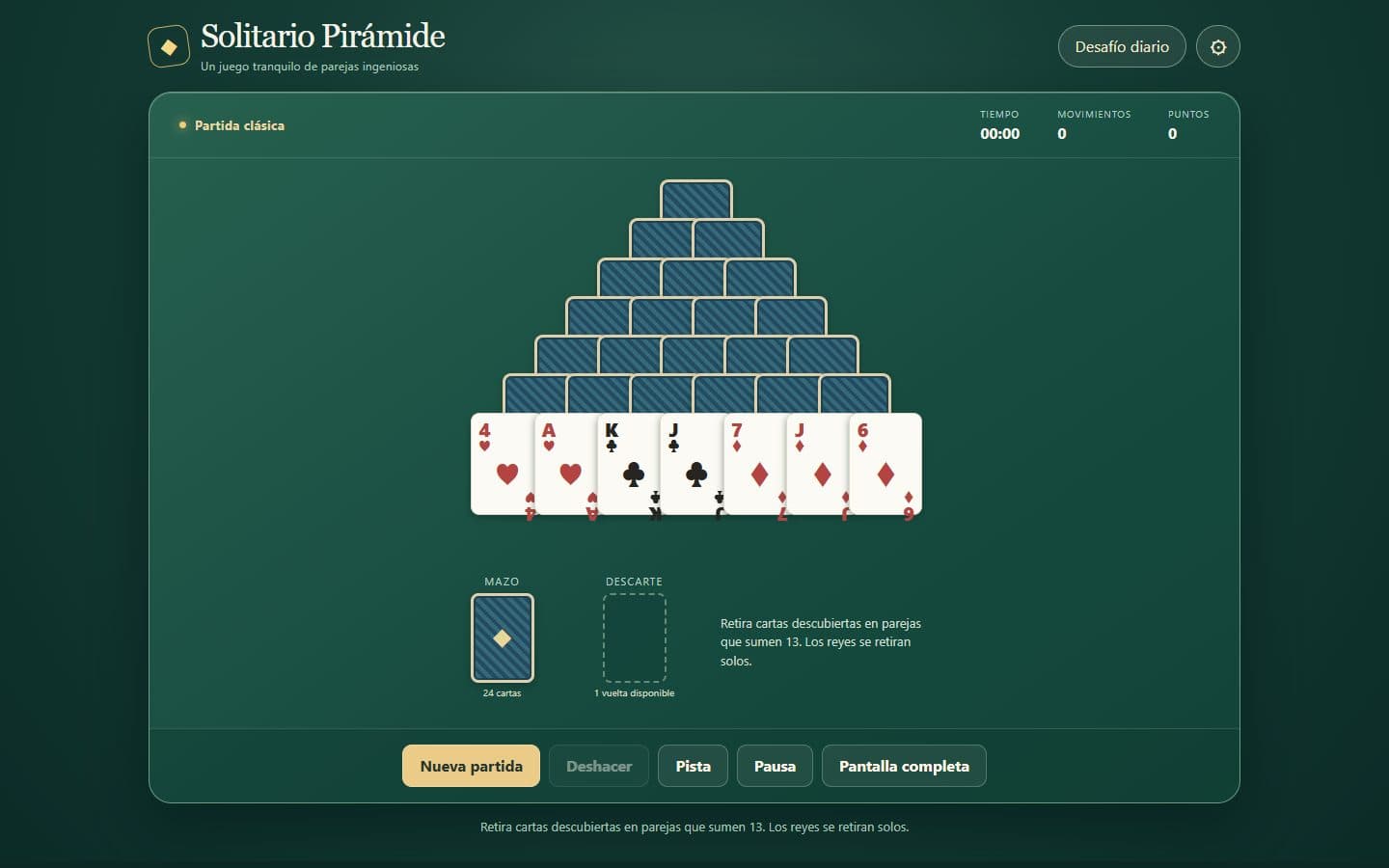 Pirámide de cartas de Solitario Pirámide