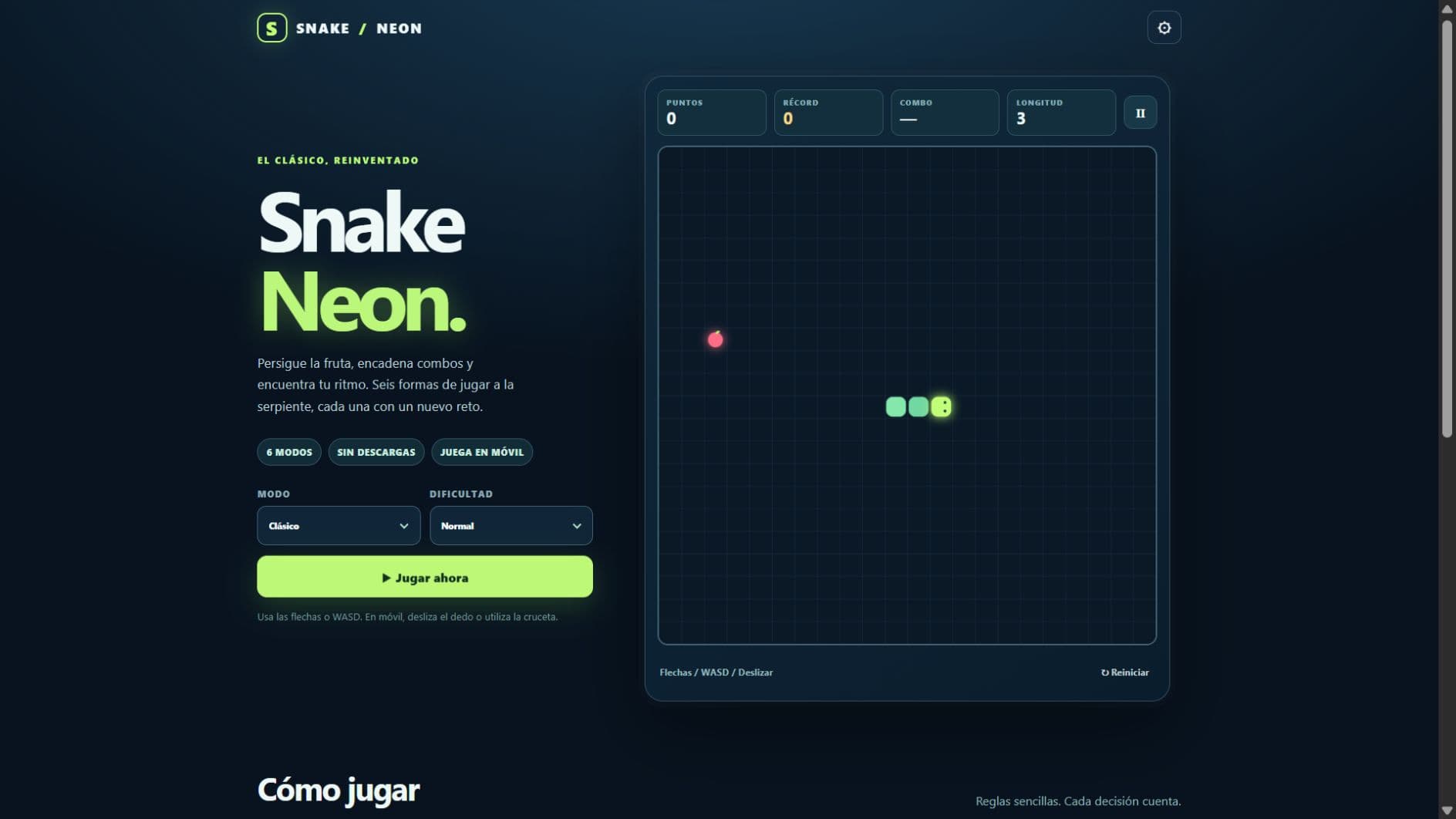 Captura de Snake Neon