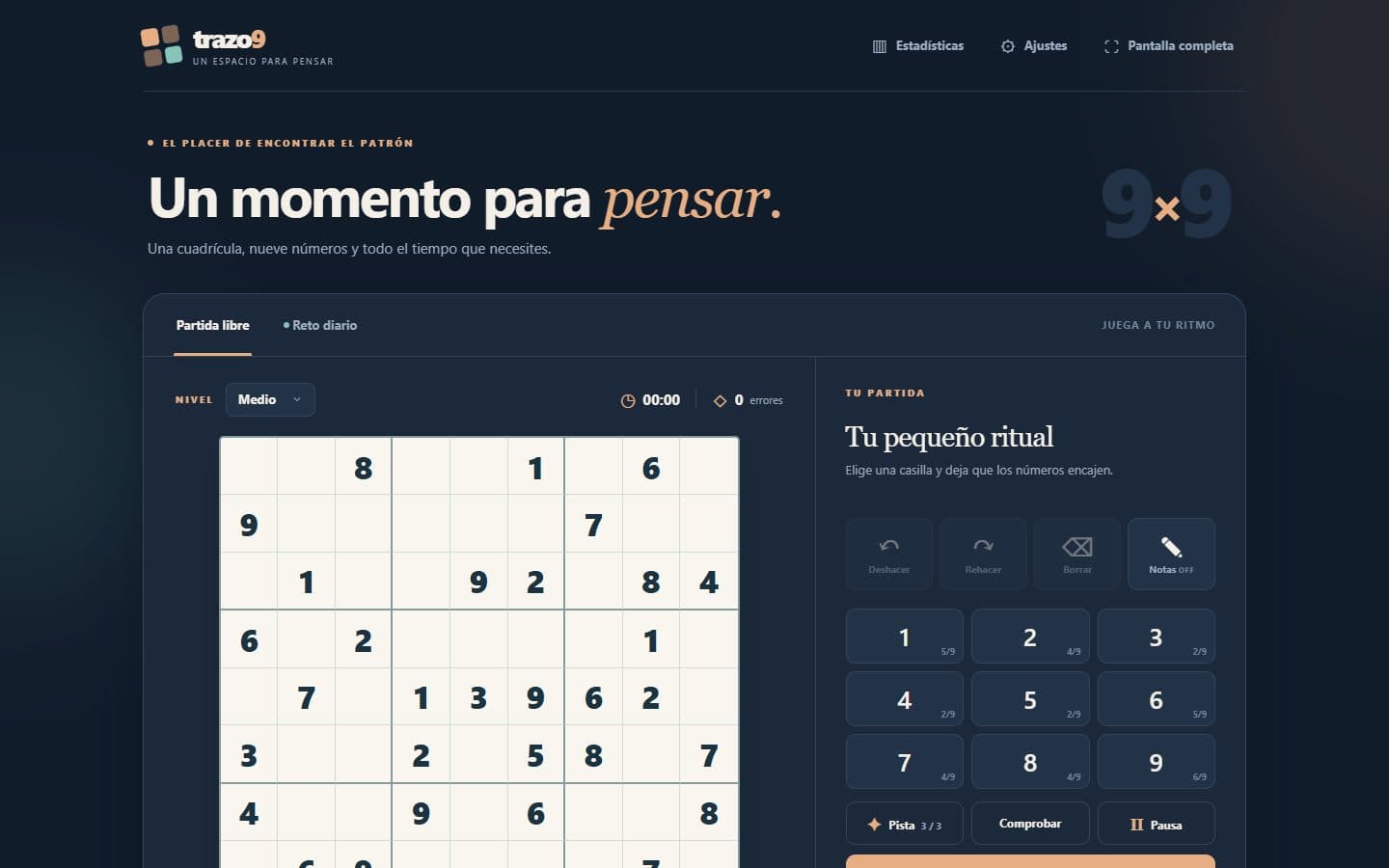 Cuadrícula numérica de Sudoku Trazo9