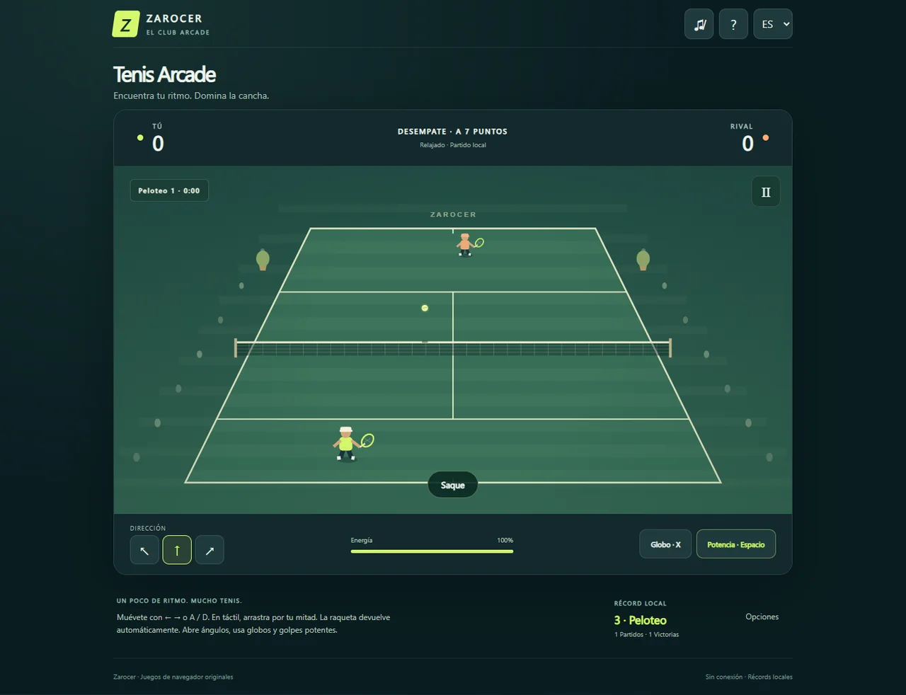 Tenis Arcade: peloteo
