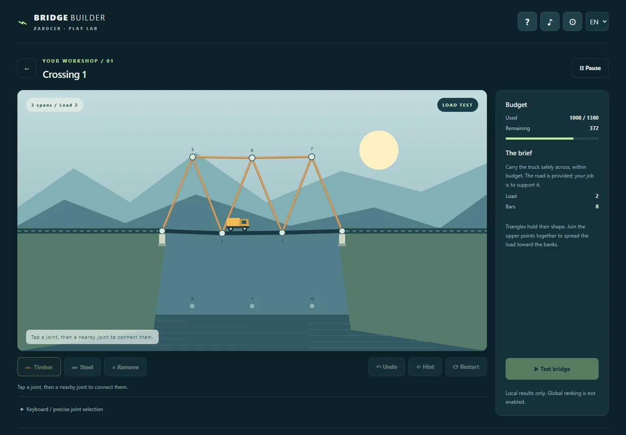 Bridge Builder — Constructor de puentes: captura de partida 2