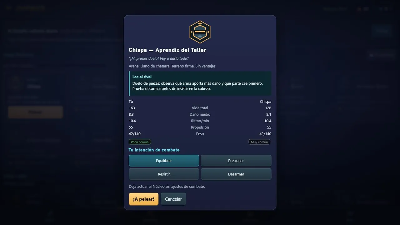 Vista previa de Chispa con comparación de robots y cuatro tácticas.
