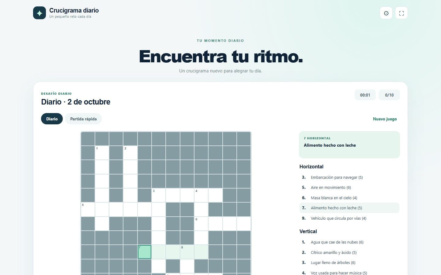Cuadrícula de Crucigrama Diario