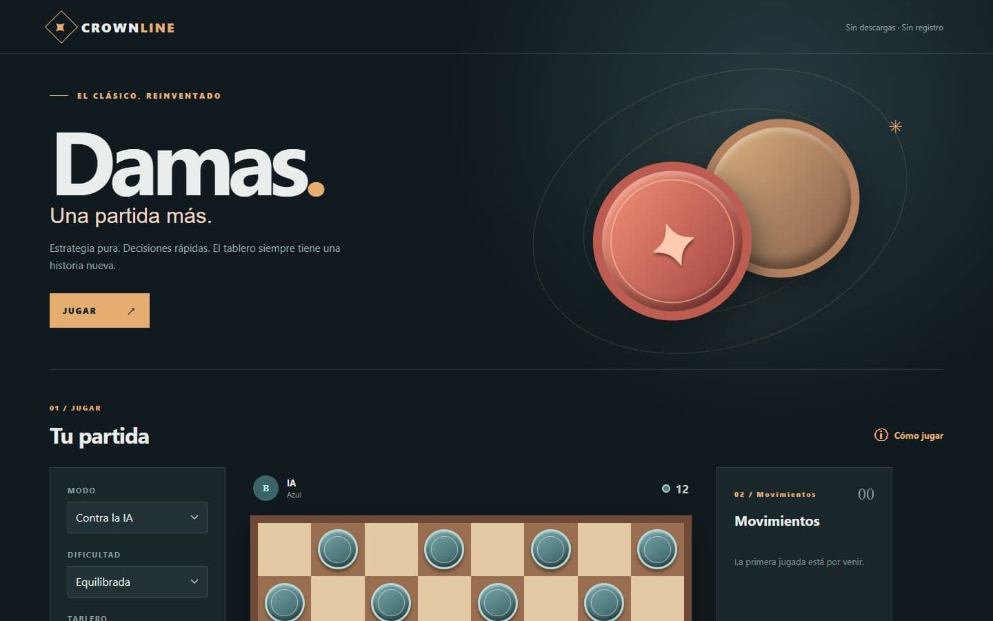 Tablero y piezas de Damas Crownline