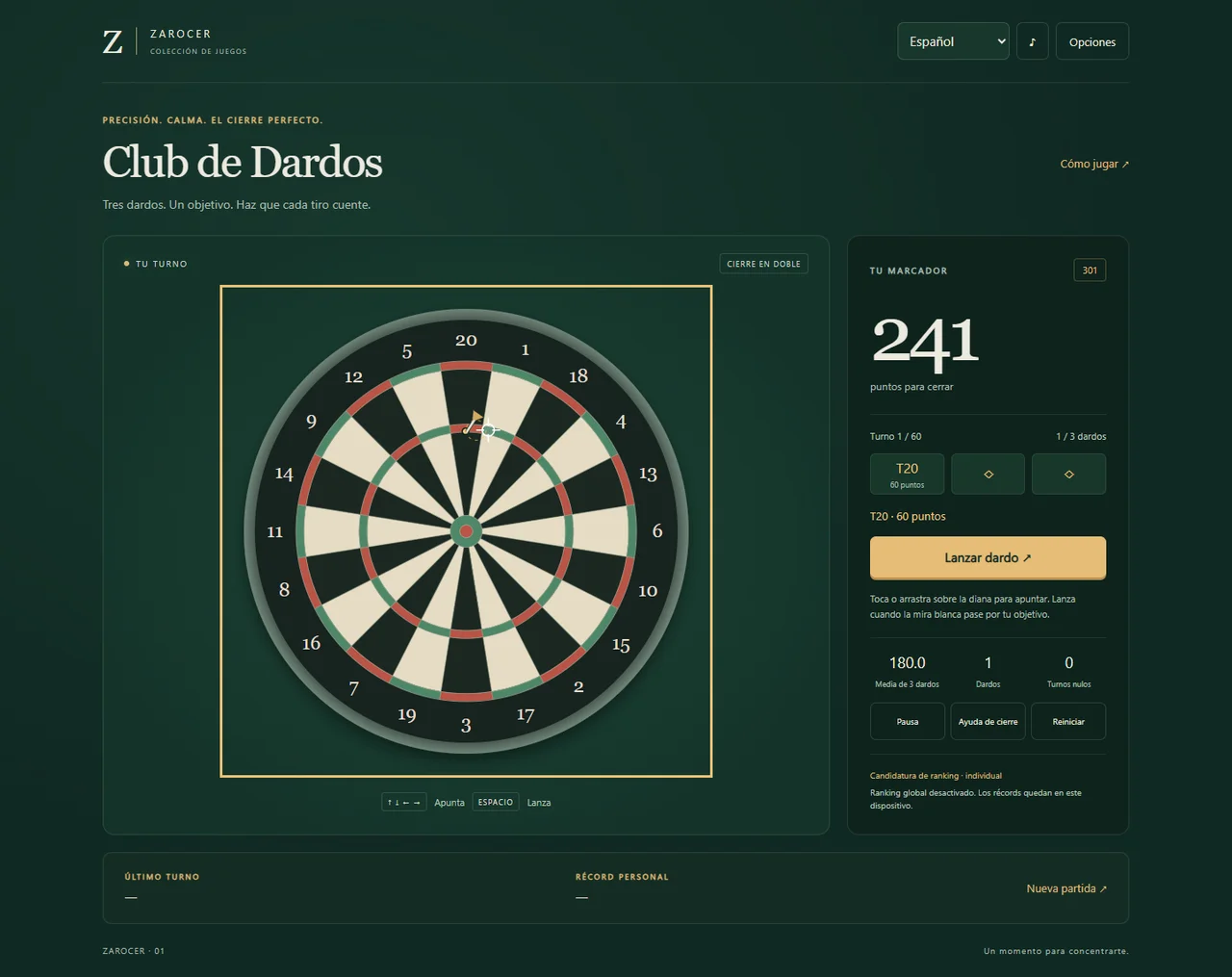 Club de Dardos: partida de 301