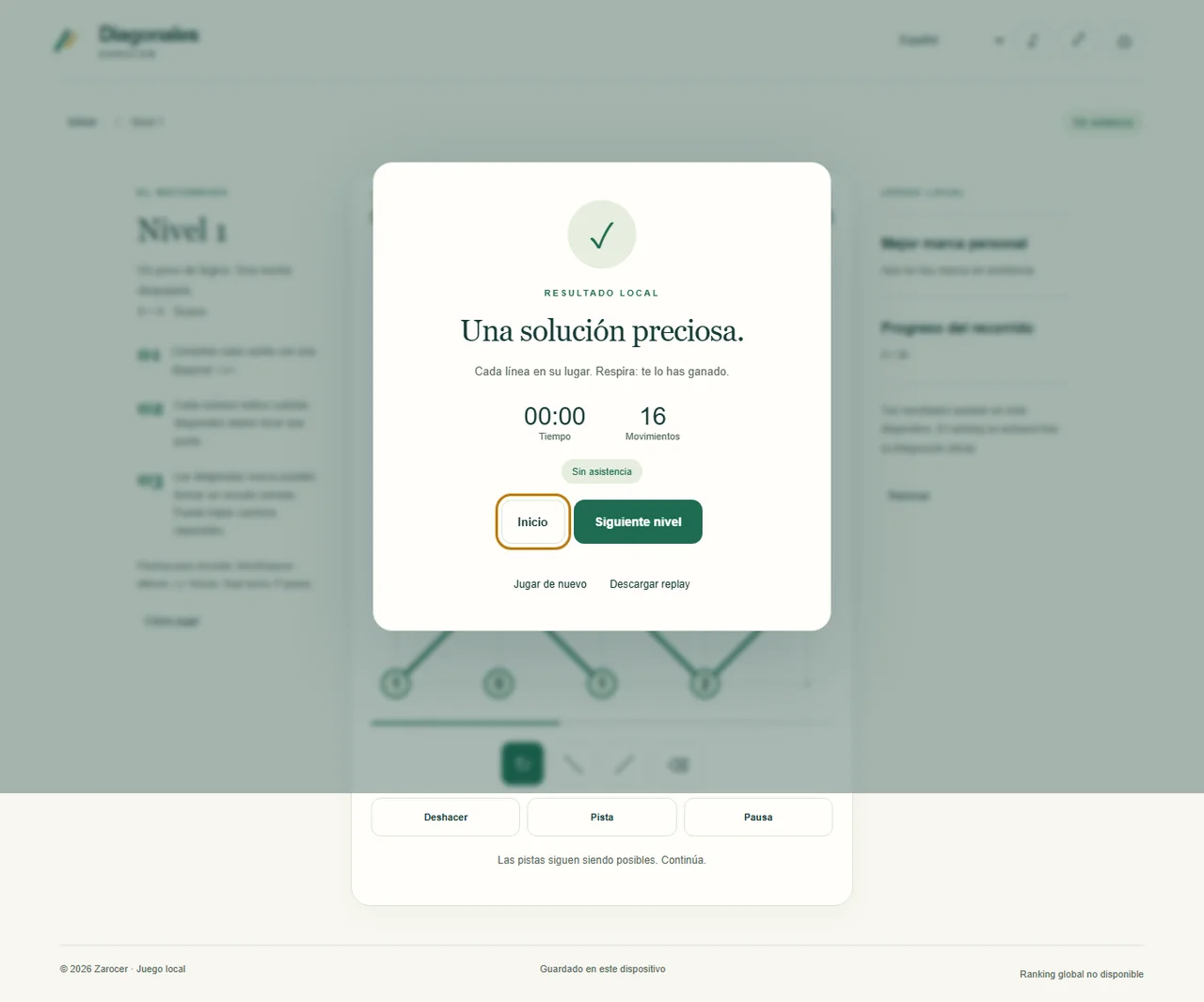 Diagonales: resultado de una victoria