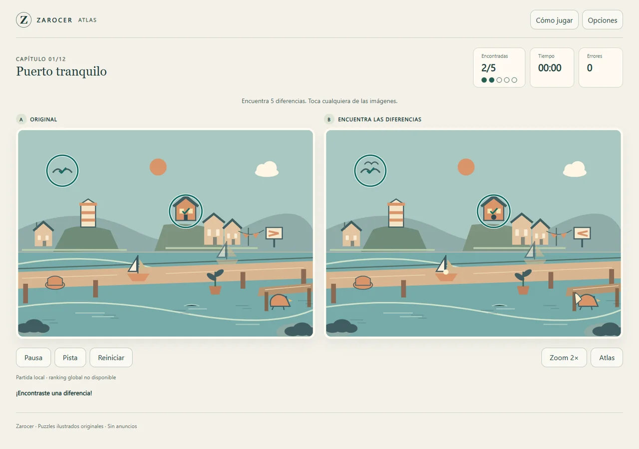 Atlas de diferencias: dos ilustraciones del puerto para comparar