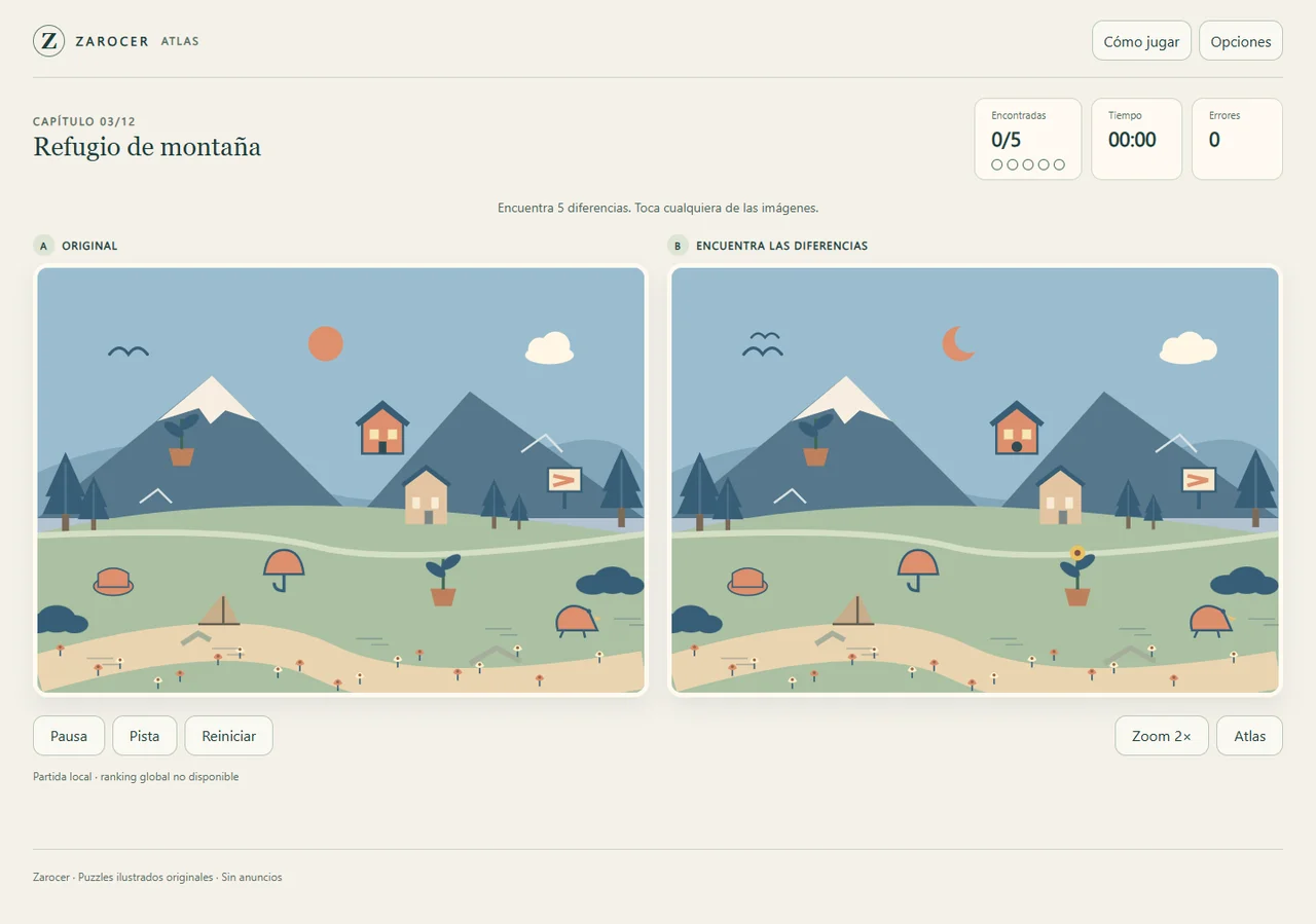 Atlas de diferencias: dos paisajes de montaña para encontrar cambios