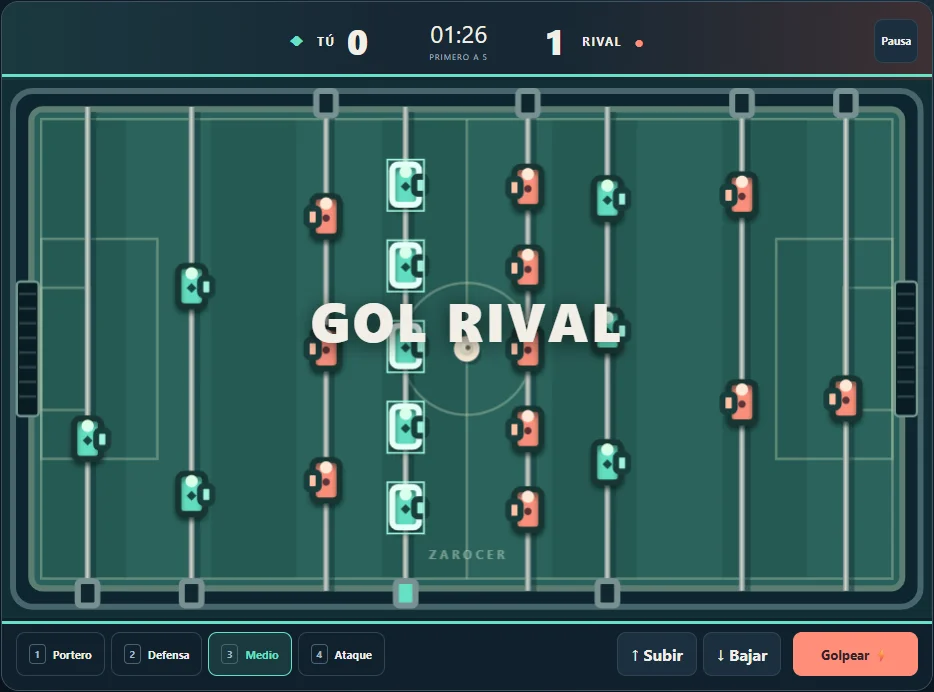 Futbolín: mesa y barras