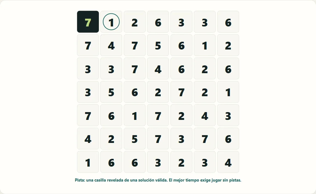 Hitori en dificultad mayor después de 2 pistas reales del juego.