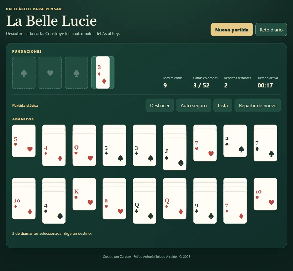 Partida real de La Belle Lucie, posición 2 con abanicos o columnas y cimientos visibles.