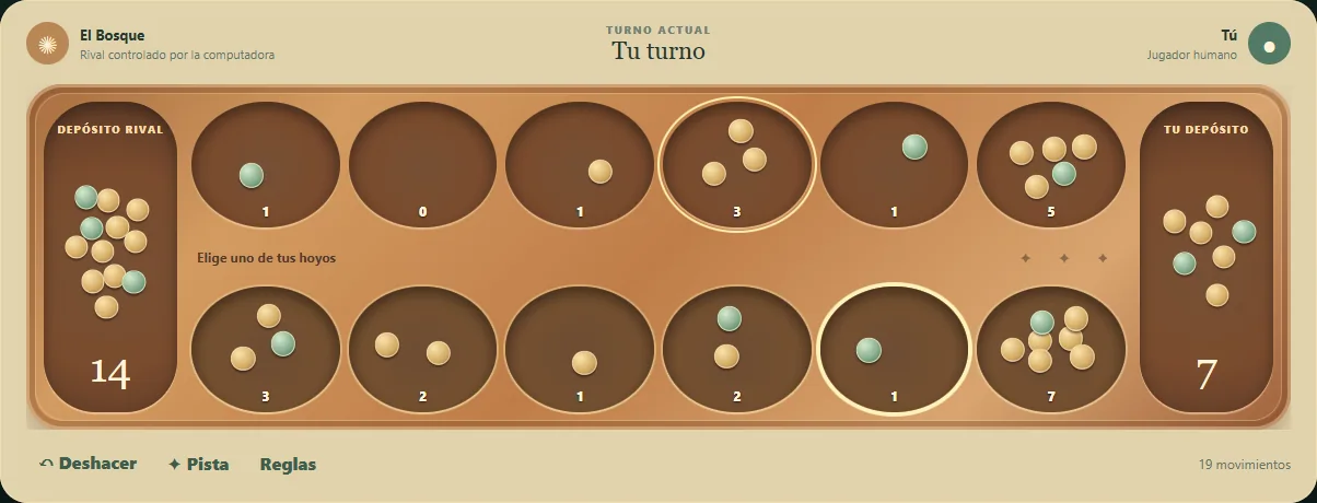 Mancala después de 8 turnos del jugador