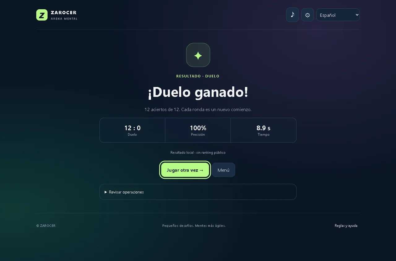 Duelo de cálculo mental: Resumen de un duelo completado