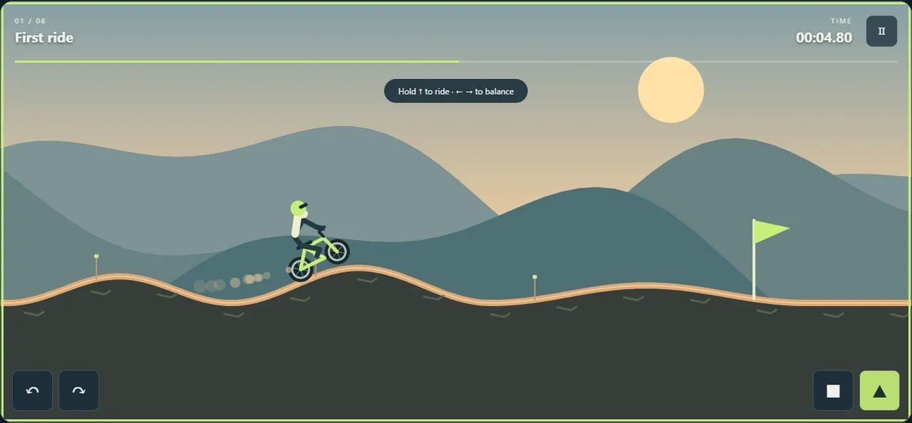 Motorbike Trials: recorrido de equilibrio