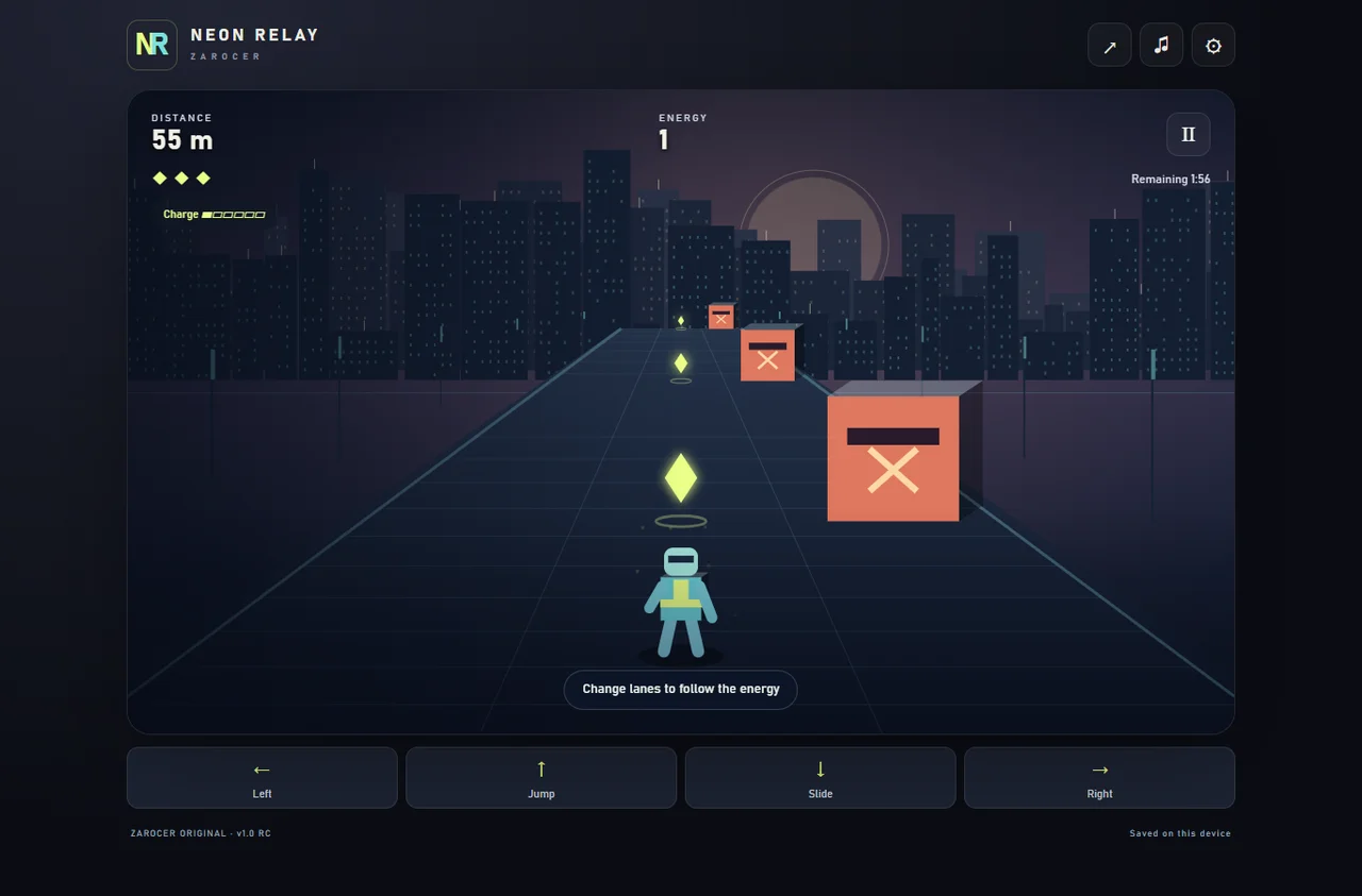Neon Relay: carriles y energía