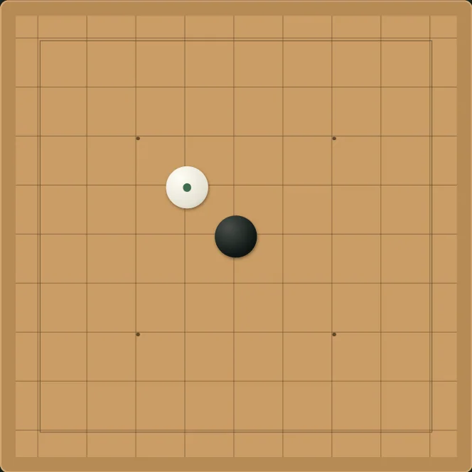 Partida real de Go · Quiet Stones, posición 1 del tablero después de movimientos nativos.