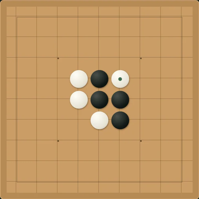 Partida real de Go · Quiet Stones, posición 3 del tablero después de movimientos nativos.
