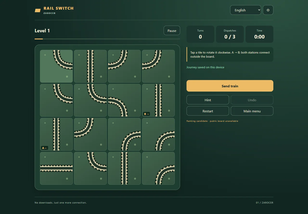 Rail Switch: Rutas de trenes: captura de partida 1