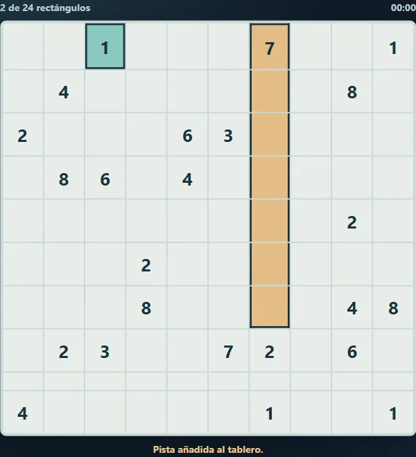 Rectangle Atlas: Shikaku en dificultad mayor después de 2 pistas reales del juego.