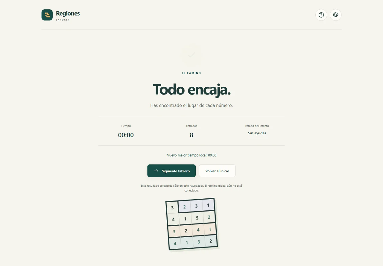 Regiones: resultado de un puzzle completado