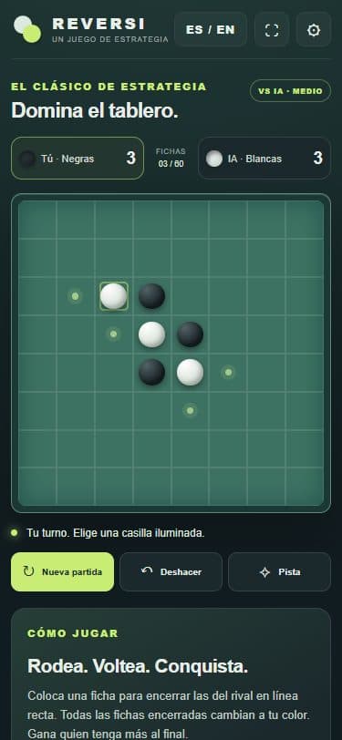 Reversi en una pantalla móvil.