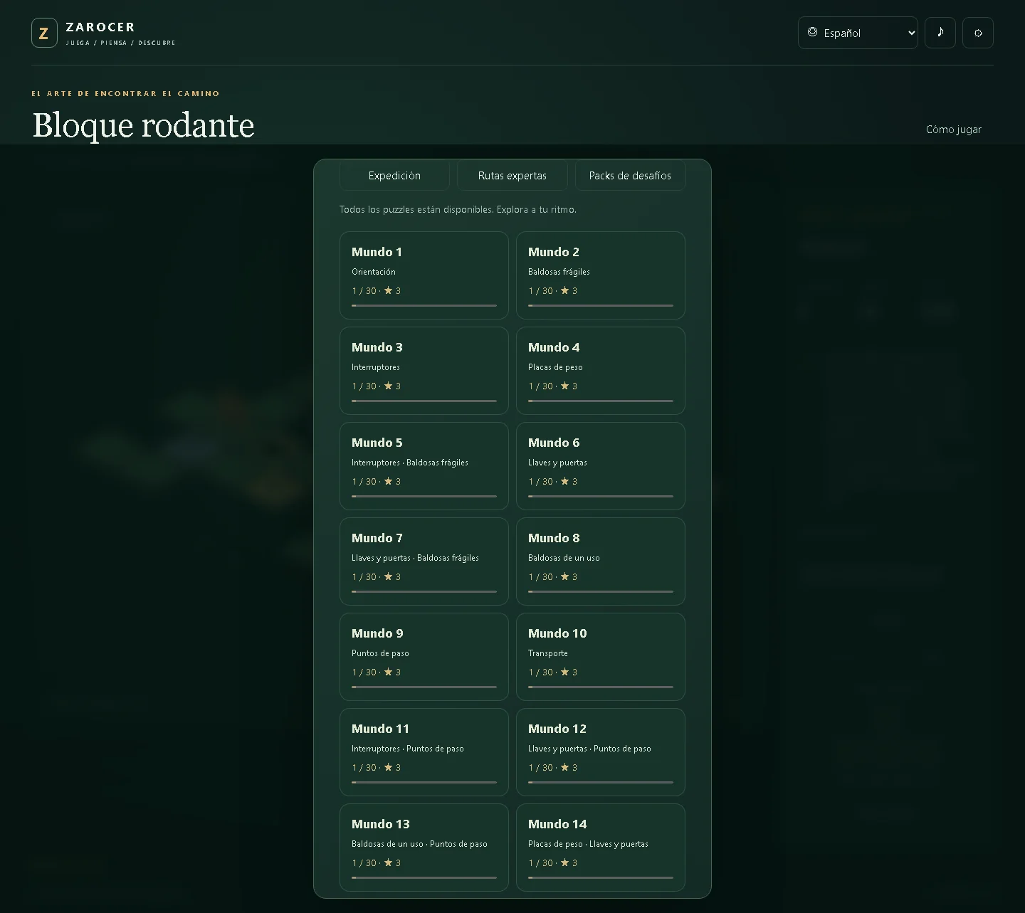Bloque rodante: Plataforma y controles en pantalla estrecha