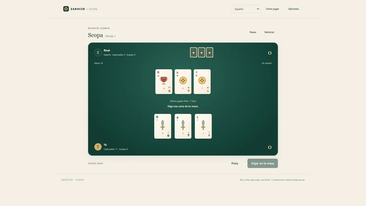 Scopa: captura de partida 2