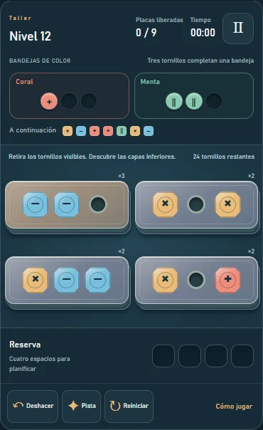 Taller de precisión: clasificación de tornillos durante una partida