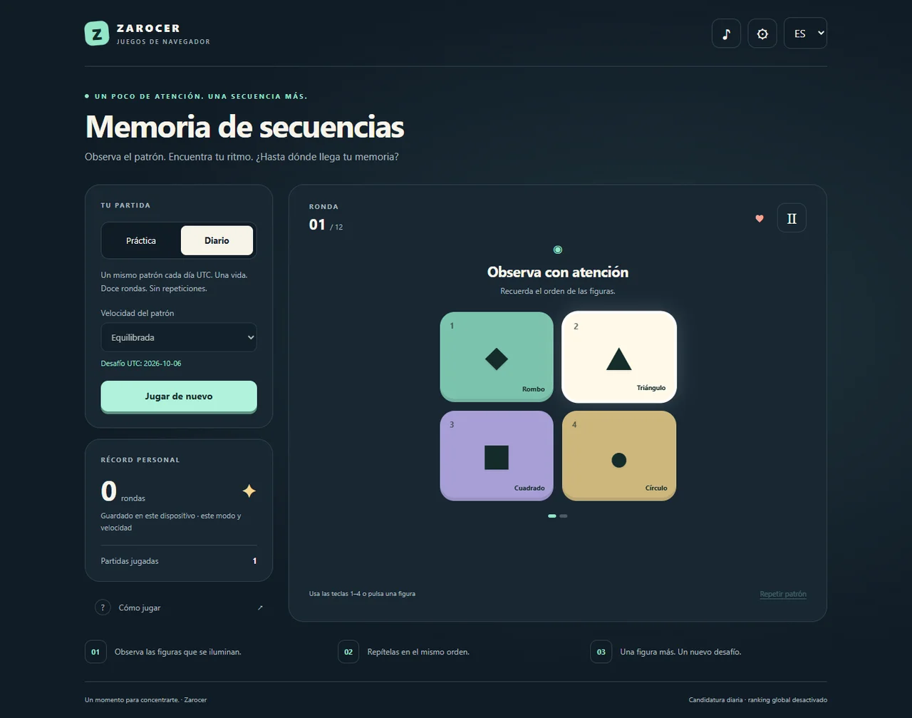 Memoria de secuencias: observar figuras