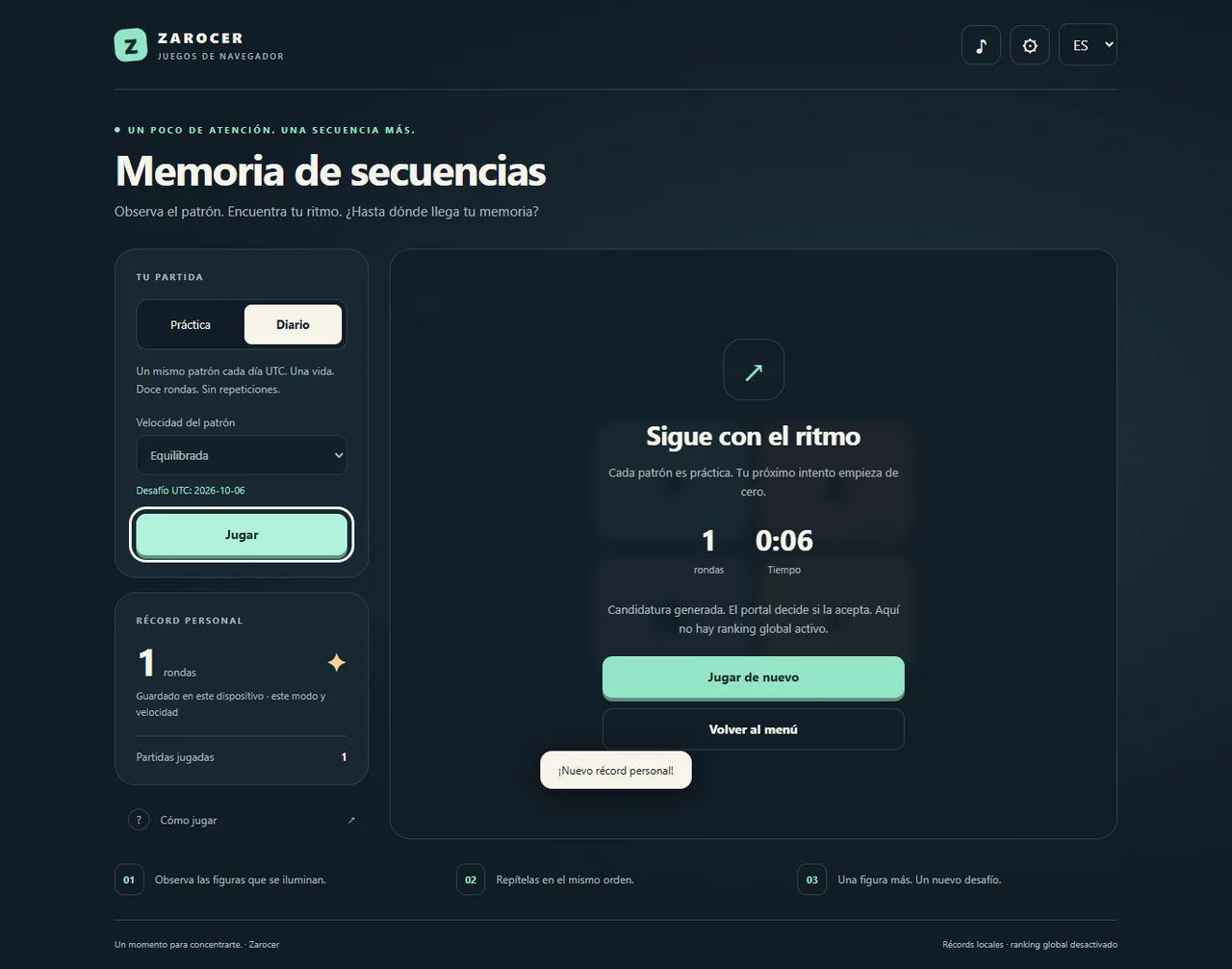 Memoria de secuencias: resultado