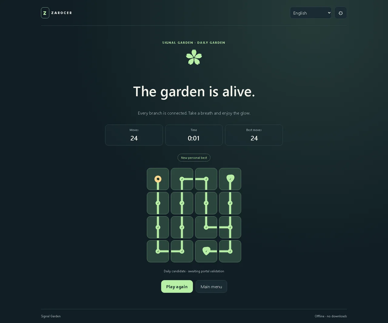 Signal Garden: resultado de victoria