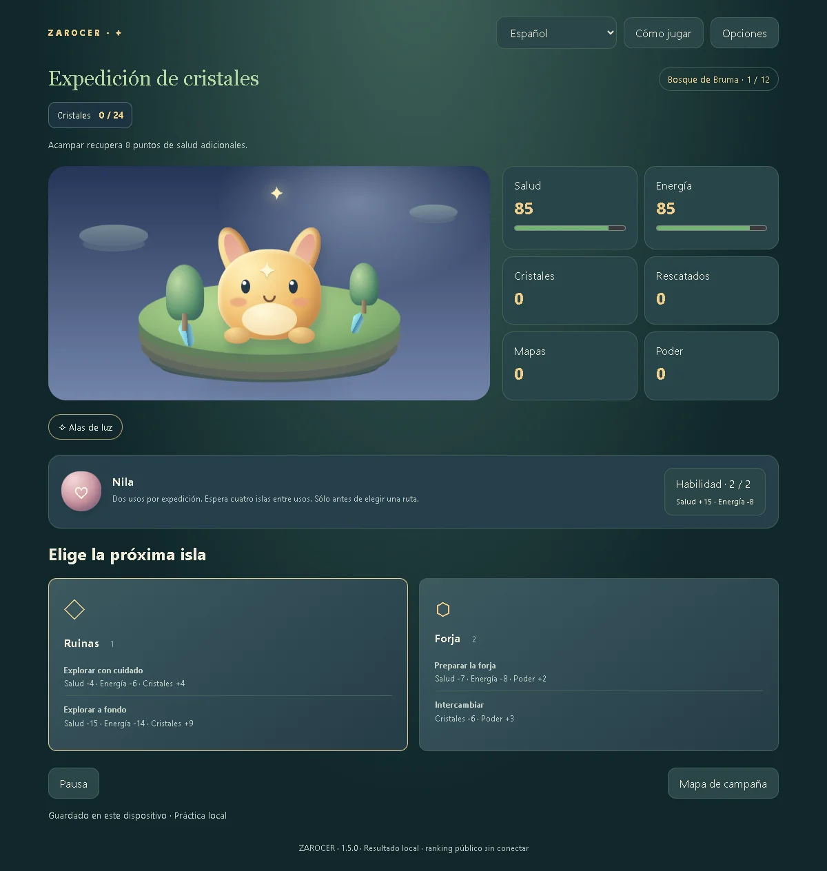 Mascota Estelar: captura de la versión 1.5.0, 2
