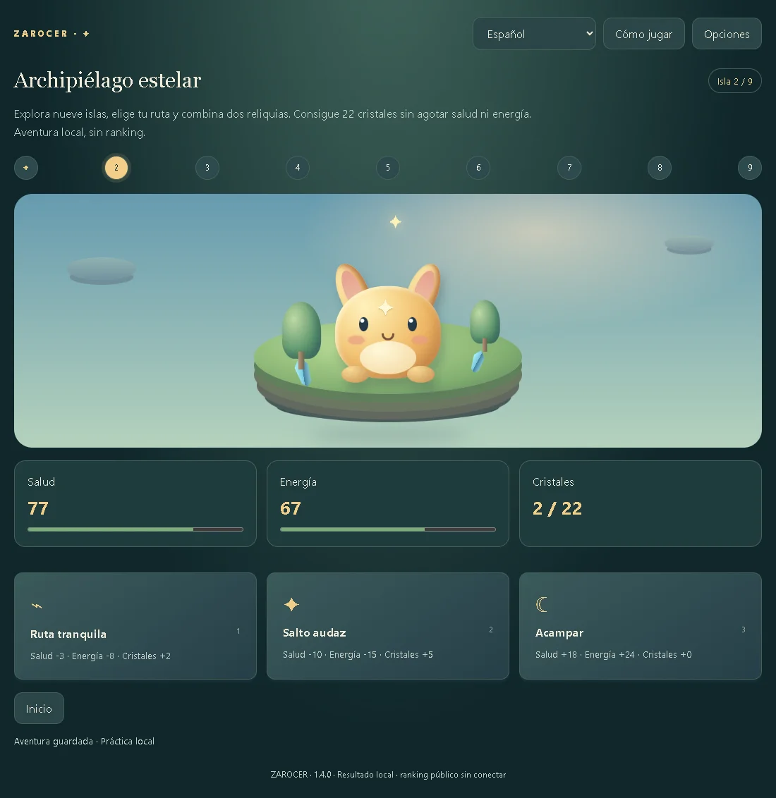 Mascota Estelar: captura de la versión 1.5.0, 3