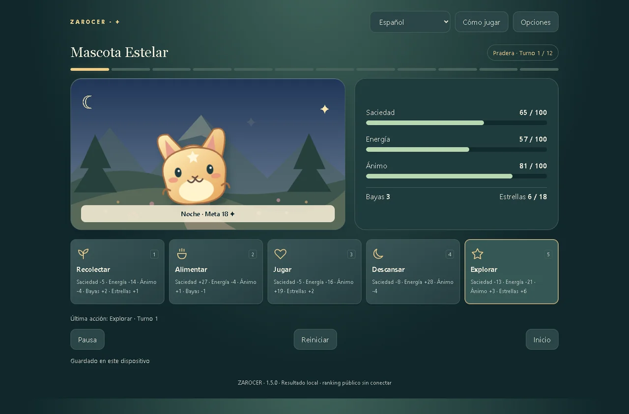 Mascota Estelar: captura de la versión 1.5.0, 4
