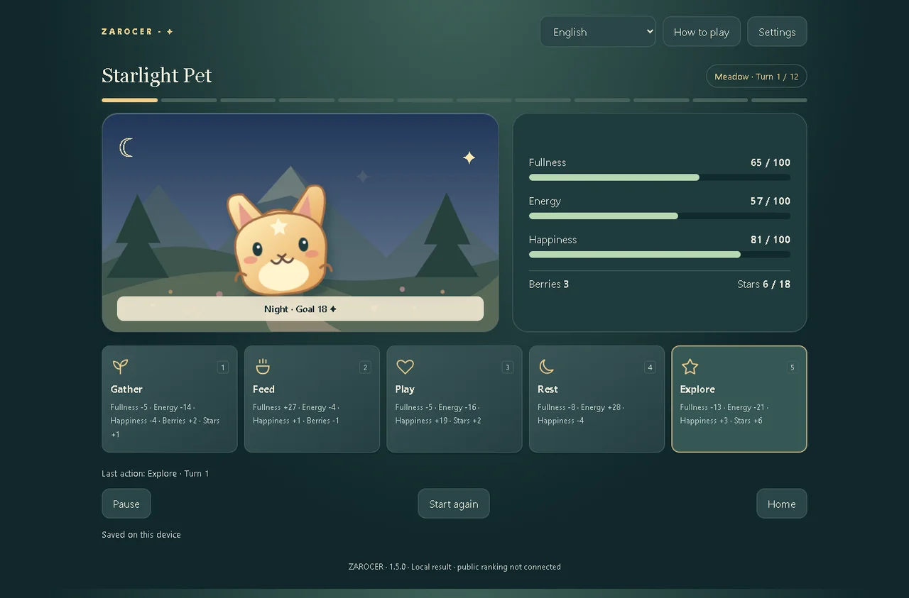 Mascota Estelar: captura de la versión 1.5.0, 5