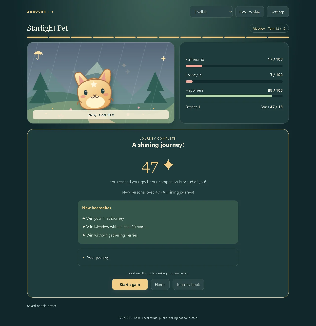 Mascota Estelar: captura de la versión 1.5.0, 6
