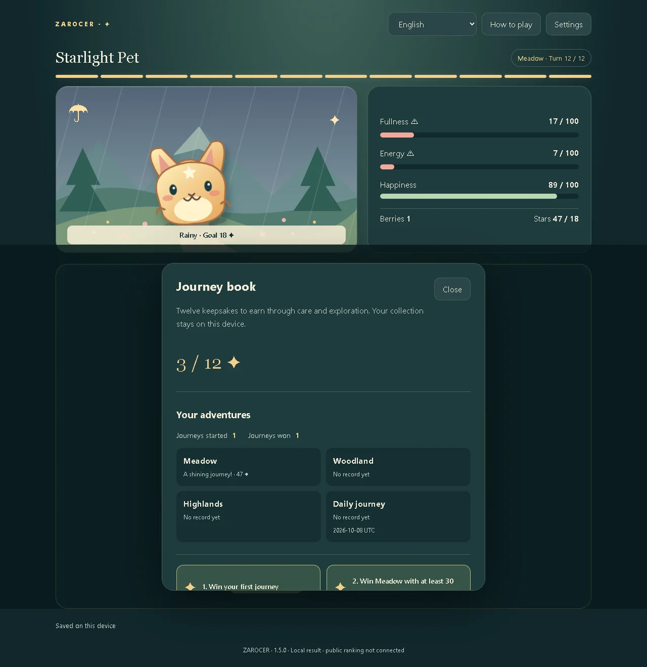 Mascota Estelar: captura de la versión 1.5.0, 7