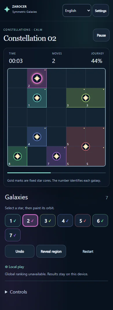Galaxias simétricas: tablero y estrellas en móvil