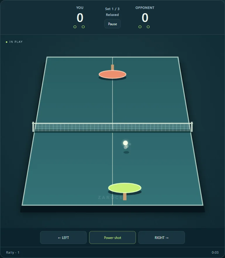 Tenis de mesa: partida contra la IA