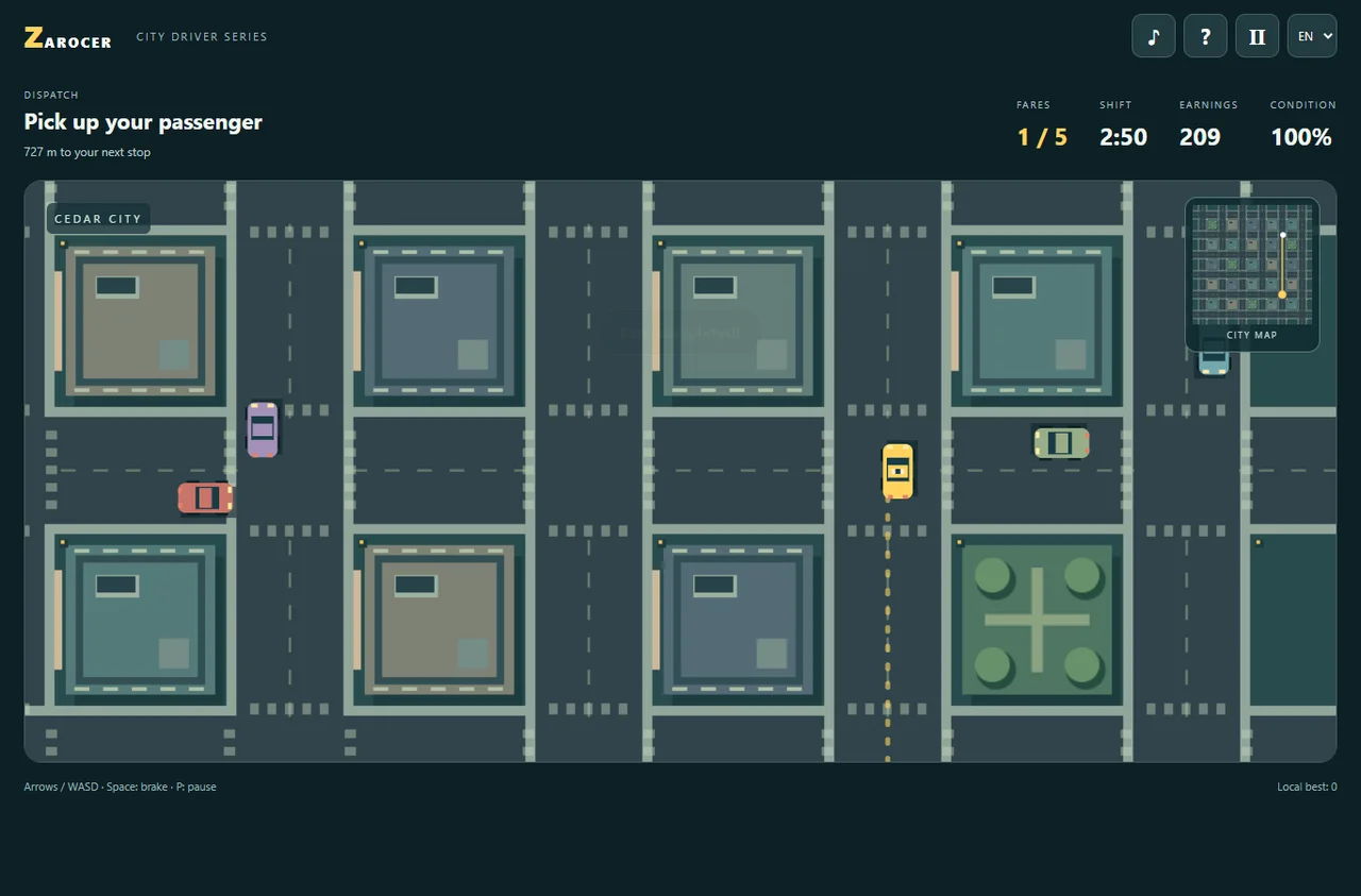 Taxi Driving Missions: recogida de pasajeros