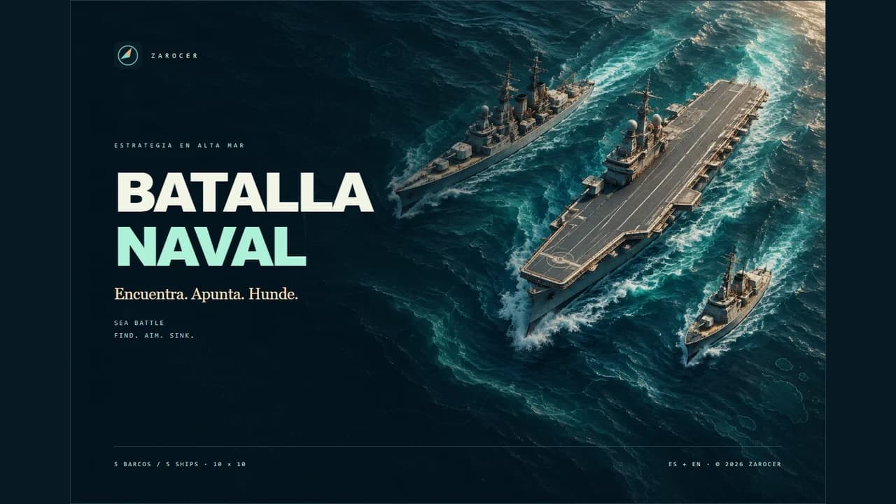 Portada de Batalla Naval con una flota de barcos sobre el océano azul