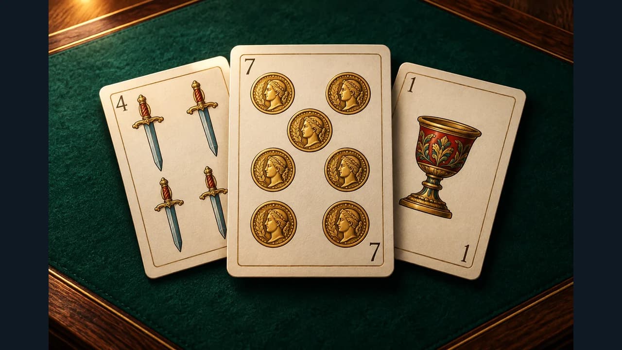 Portada de Escoba de quince con cartas españolas sobre una mesa